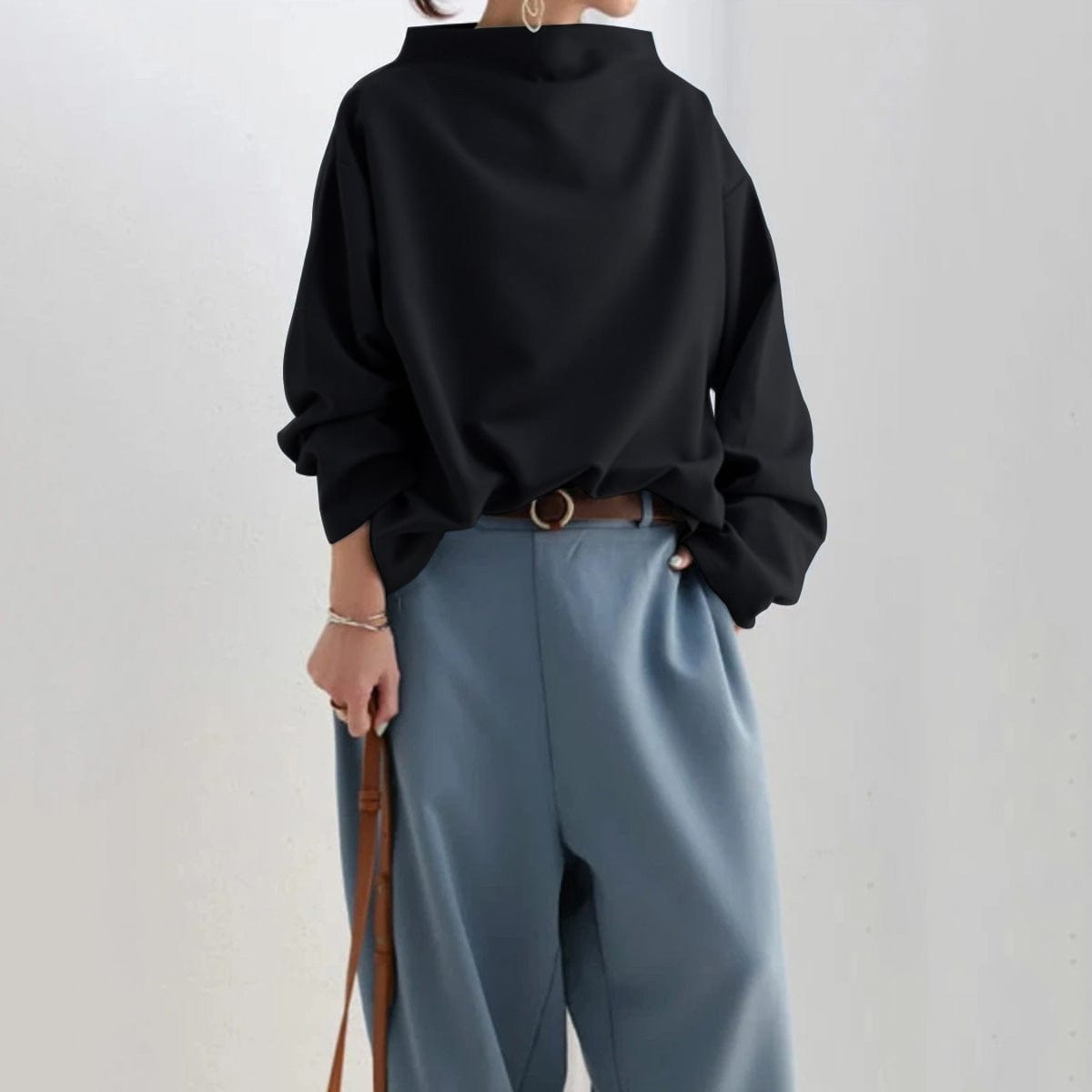 Black High-Neck Top