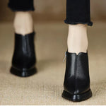 Low Leather Heeled Ankle Boots