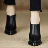 Low Leather Heeled Ankle Boots