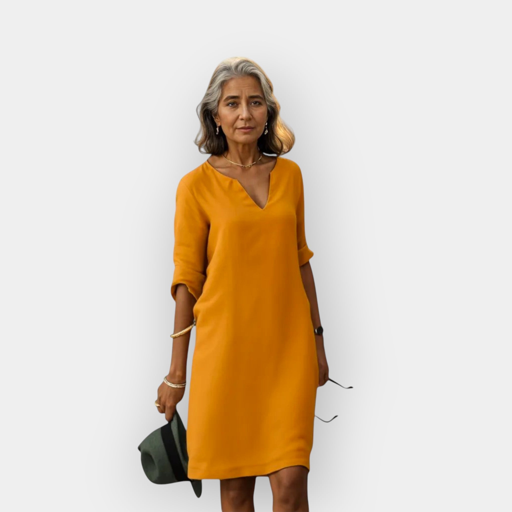 Light Summer Dress Orange, photo studio