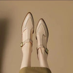 Two-Tone Buckle Leather Mary Janes