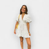Lilias | V-Neck Mini Dress with Puff Sleeves