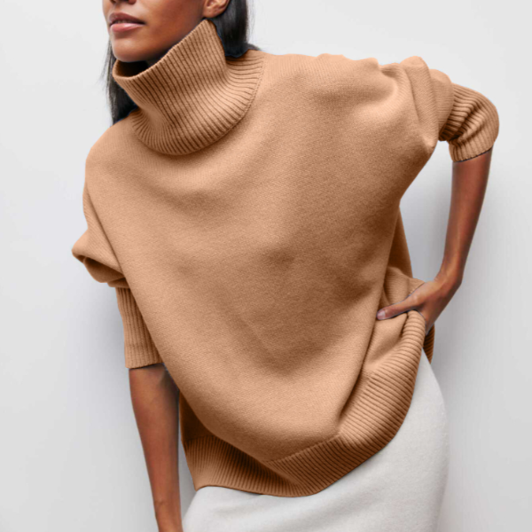Sky Blue Turtleneck Jumper Khaki, photo studio
