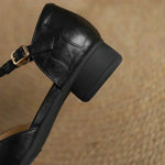 Braided-Strap Leather T-Bar Shoes