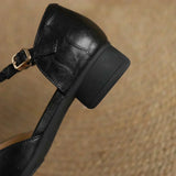 Braided-Strap Leather T-Bar Shoes