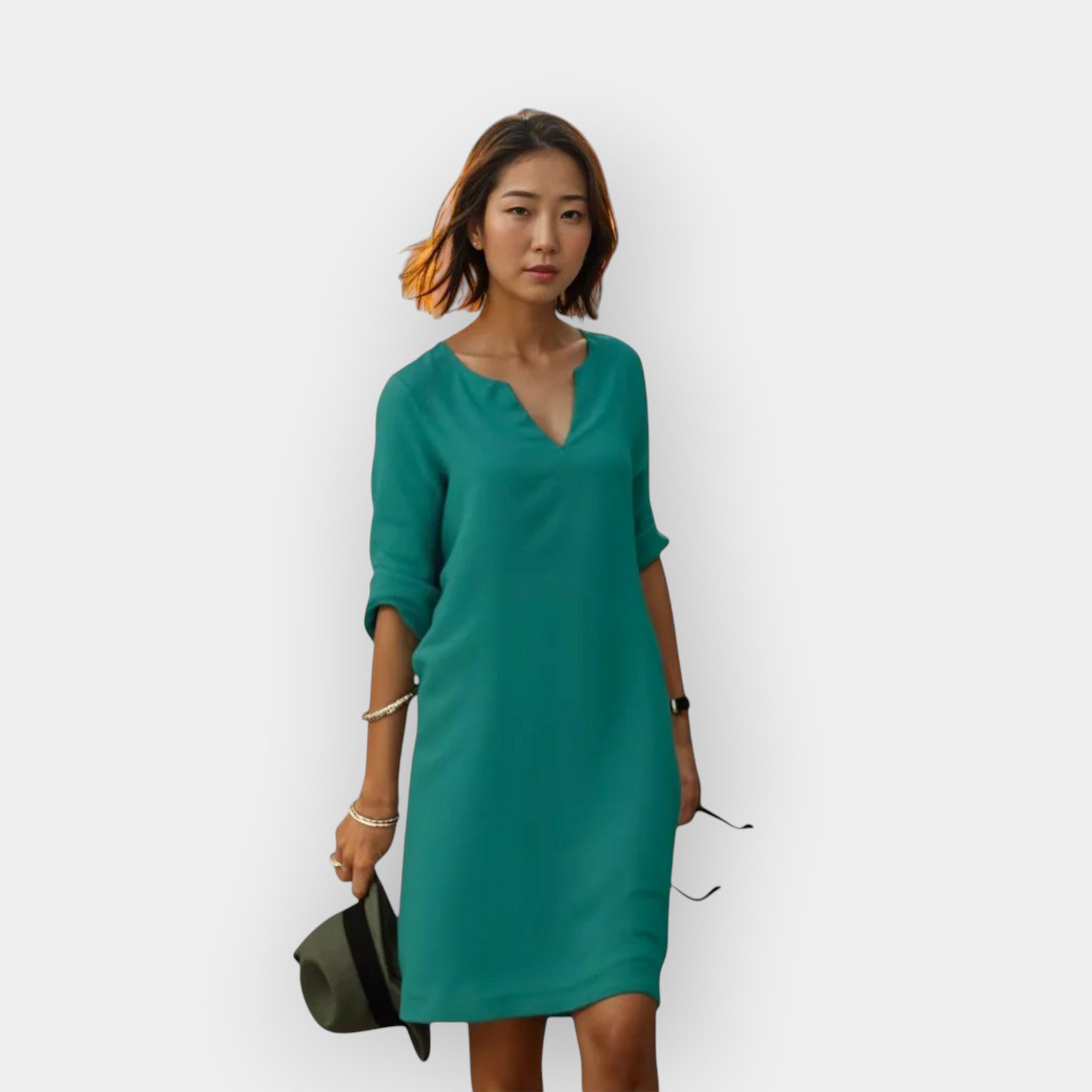Light Summer Dress Turquoise, photo studio