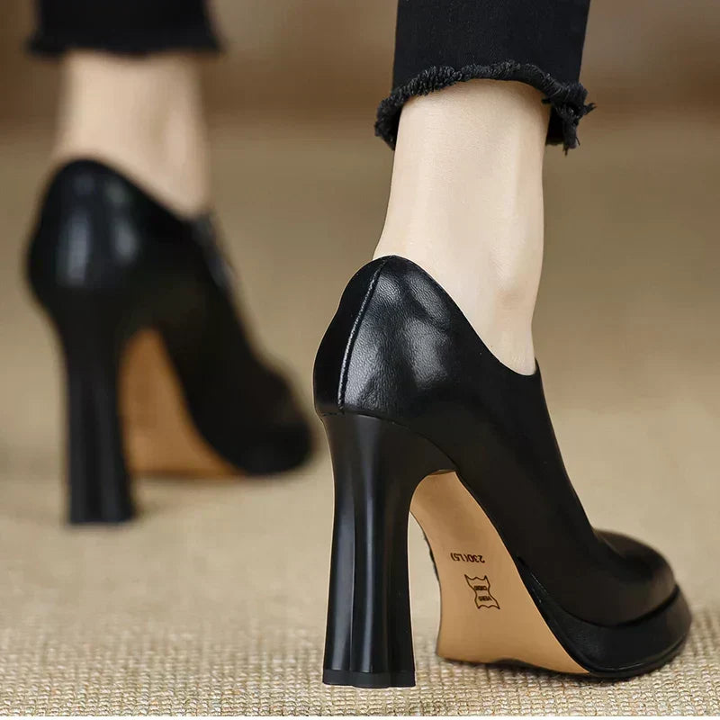 Low Leather Heeled Ankle Boots
