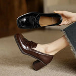 Patent Block-Heel Loafers