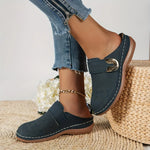 Caprielle | Backless Wedge Clogs with a Perforated Upper