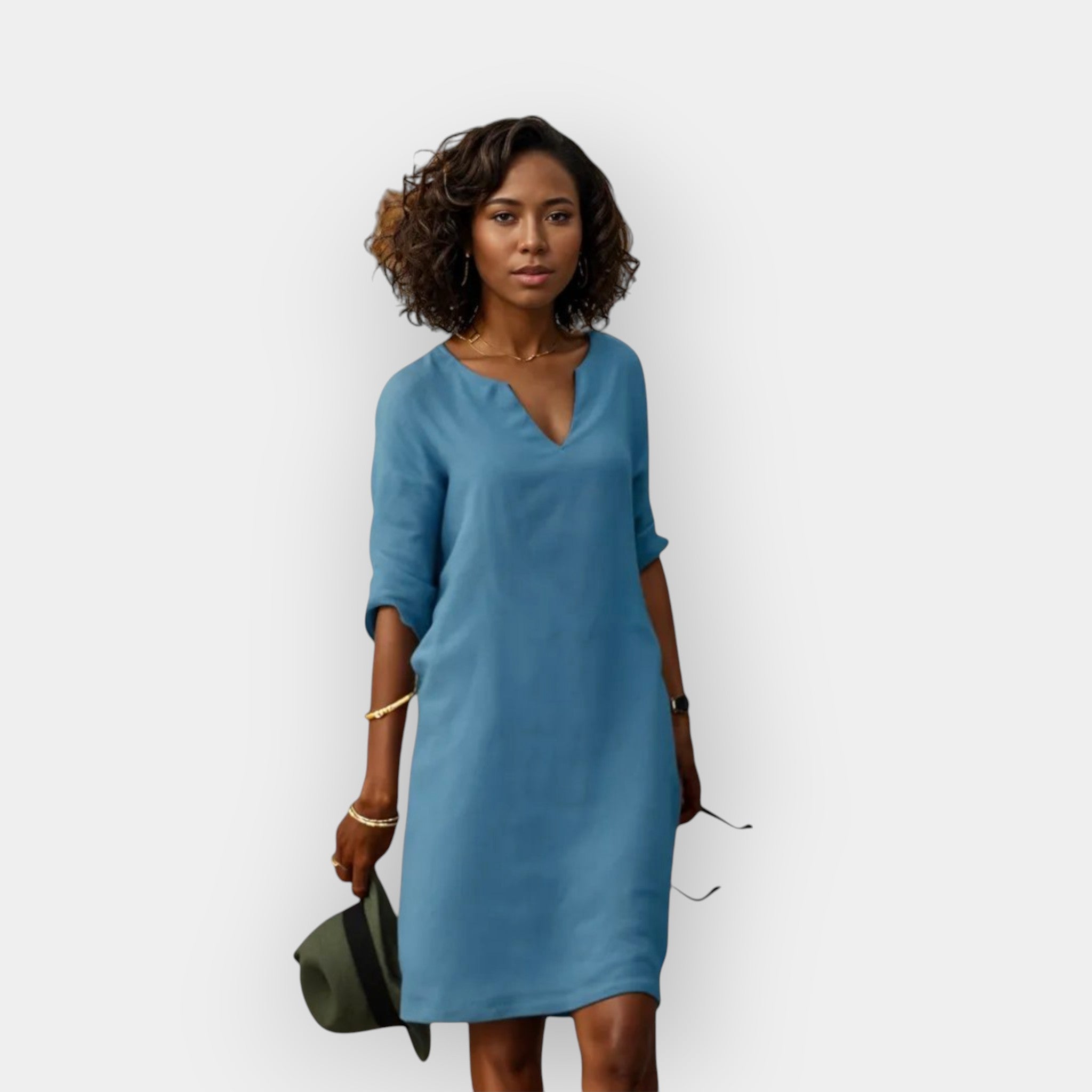 Light Summer Dress Light Blue, photo studio