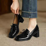 Patent Block-Heel Loafers