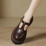 Vintage Lug-Sole Leather T-Bar Shoes