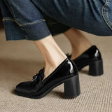 Patent Block-Heel Loafers