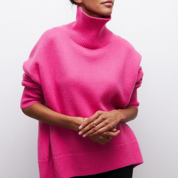 Sky Blue Turtleneck Jumper Pink, photo studio