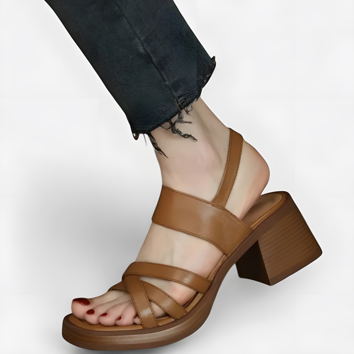Cleo | Women's Elegant Crossover Sandals Brown, photo studio