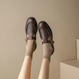 Retro Wide-Strap Leather Mary Janes