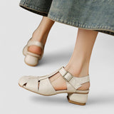 Orthopaedic Mary Jane Shoes in Burgundy Leather, T-Bar
