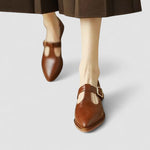 Orthopaedic Mary Jane Shoes in Cream Leather, Block Heel