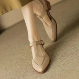 Two-Tone Buckle Leather Mary Janes