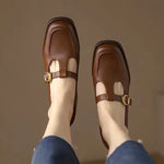 Vintage Square-Toe Leather T-Bar Shoes