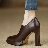 Low Leather Heeled Ankle Boots