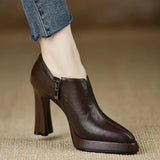 Low Leather Heeled Ankle Boots