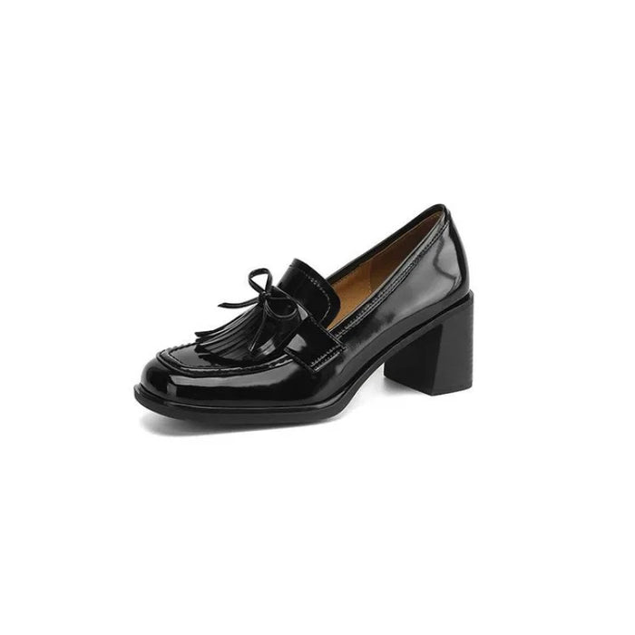 Patent Block-Heel Loafers
