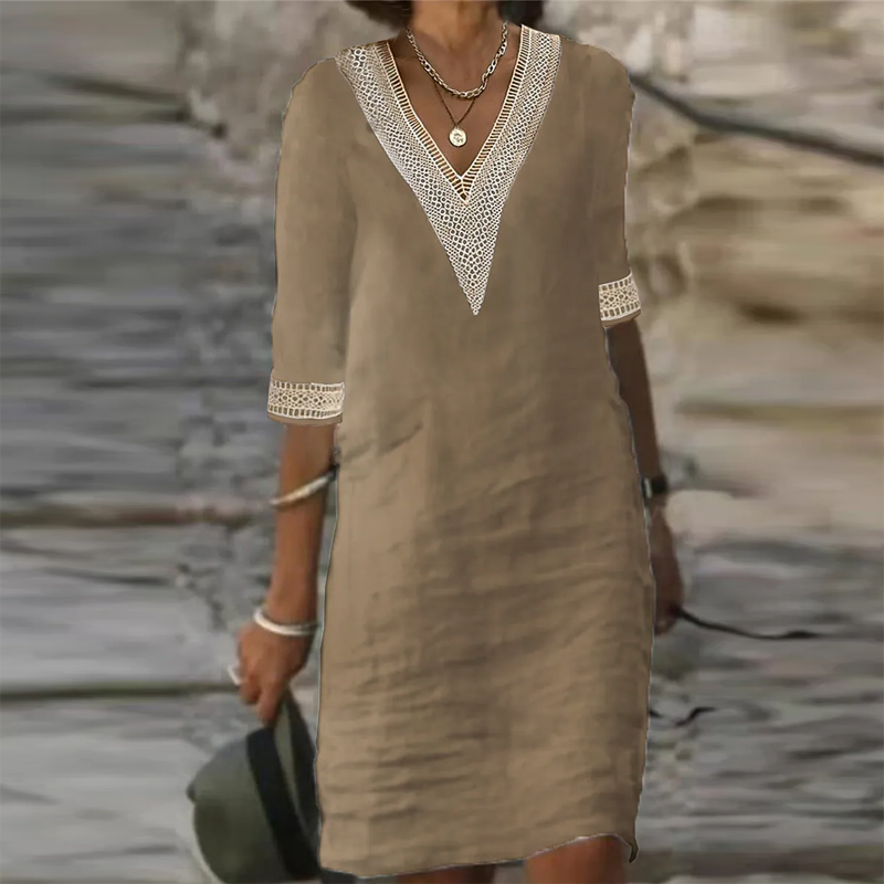 Camille | Boho Summer Dress Khaki, studio photo