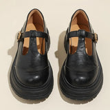 Vintage Lug-Sole Leather T-Bar Shoes
