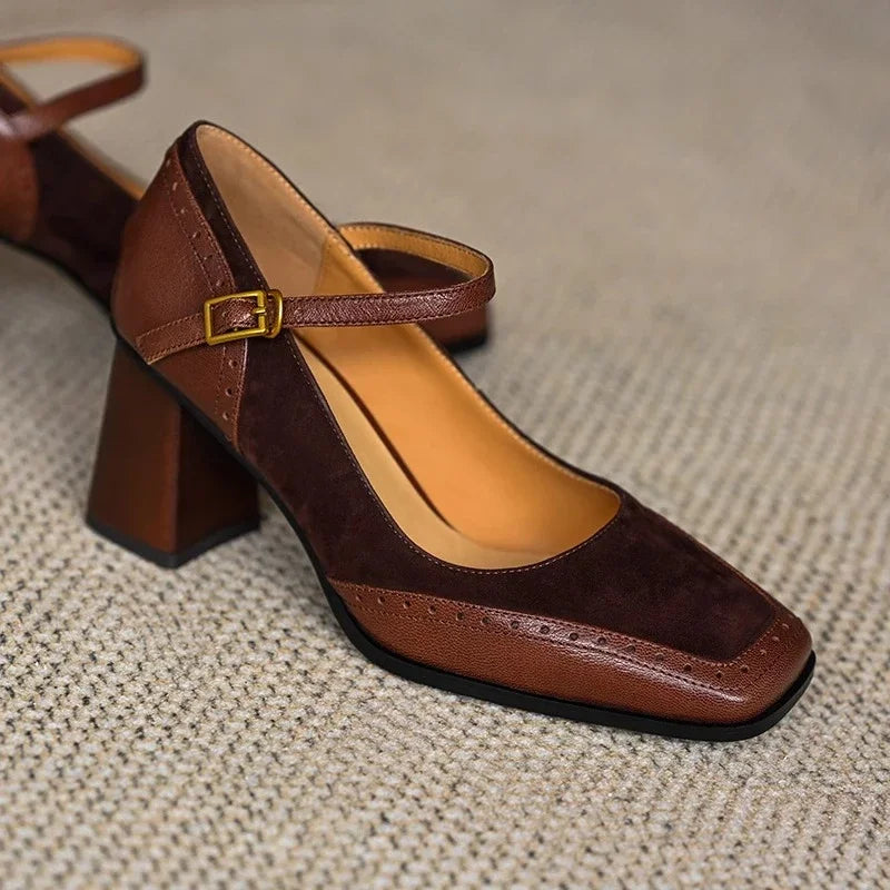 Block-Heel Mary Jane Pumps