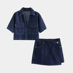 Denim Top and Short Skirt Set