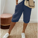 Aleah | Knee-Length Drawstring Pants with Rolled Cuffs