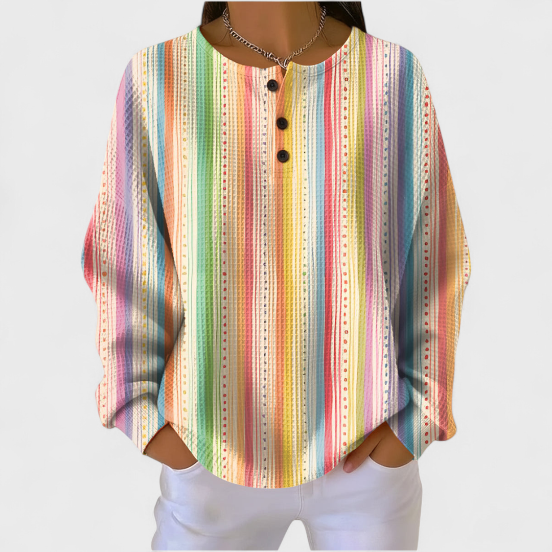 Pastel Stripe Waffle Jumper Multicolor, studio photo