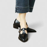 Orthopaedic Mary Jane Shoes in Cream Leather, Block Heel