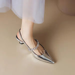 Pointed Rhinestone-Strap Pumps