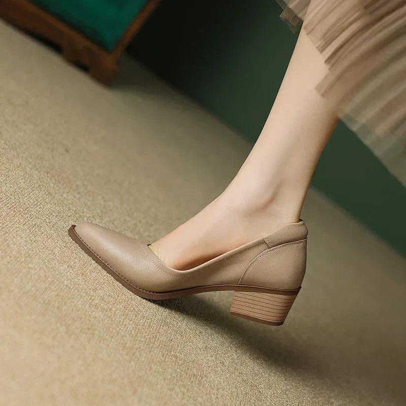 Low-Heel Leather Ballet Flats