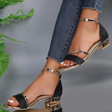 Sasha | Low Block Heel Sandals with an Ankle Strap