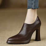 Low Leather Heeled Ankle Boots