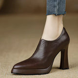 Low Leather Heeled Ankle Boots