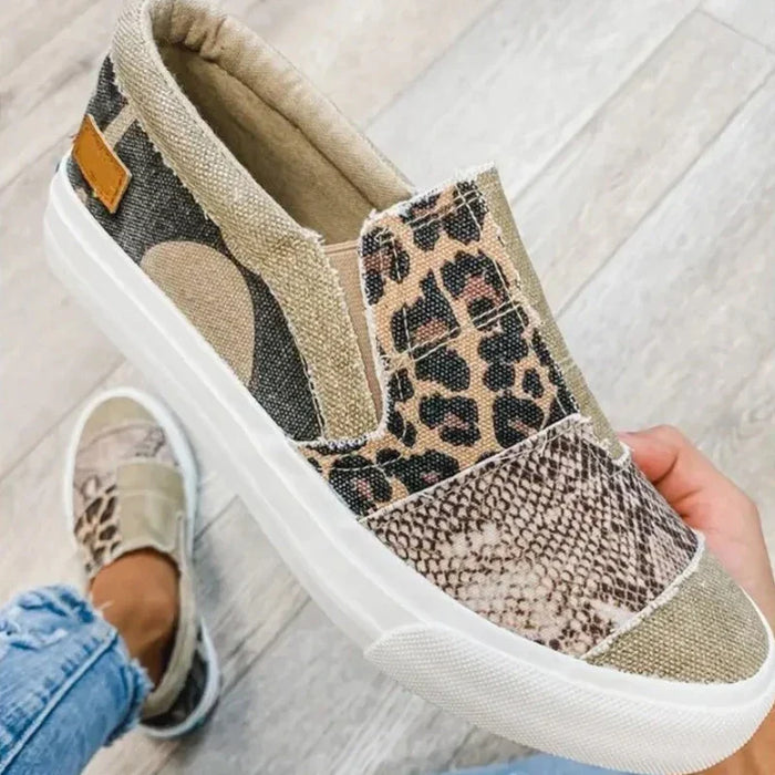 Noemi | Patchwork Slip-On Loafers with Elastic Sides