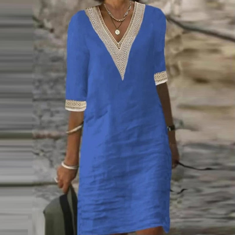 Camille | Boho Summer Dress Blue, studio photo