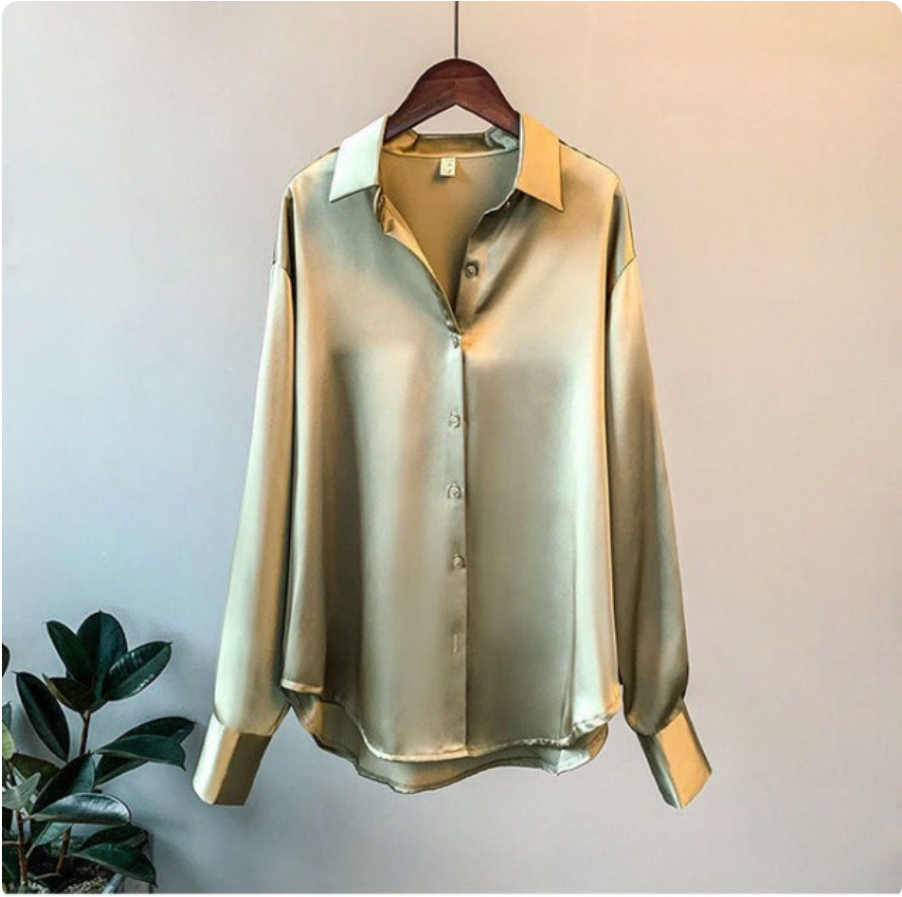 Cassia | Chic Flattering Blouse Olive Green, studio photo
