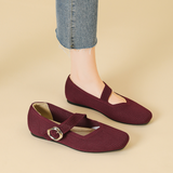 Eliza | Wide-Fit Knit Mary Jane Flats with a Buckle Strap