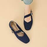 Eliza | Wide-Fit Knit Mary Jane Flats with a Buckle Strap