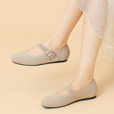 Eliza | Wide-Fit Knit Mary Jane Flats with a Buckle Strap