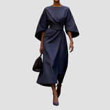 Mirabel | Belted Lantern Sleeve Dress