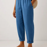 Romina | Cropped Trousers with Turn-Ups and an Elastic Waist
