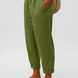 Romina | Cropped Trousers with Turn-Ups and an Elastic Waist