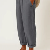 Romina | Cropped Trousers with Turn-Ups and an Elastic Waist