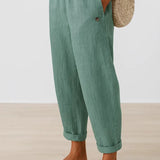 Romina | Cropped Trousers with Turn-Ups and an Elastic Waist